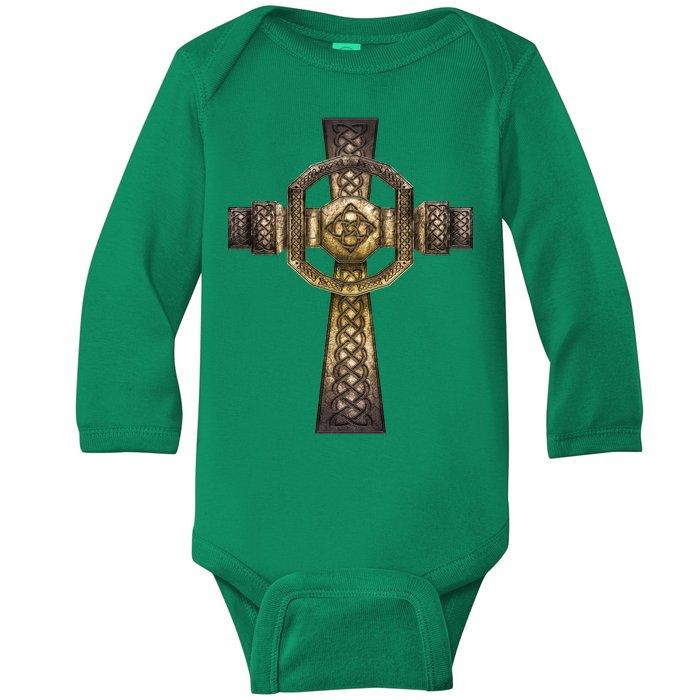 Celtic Irish Cross Baby Long Sleeve Bodysuit