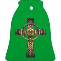 Celtic Irish Cross Ceramic Bell Ornament