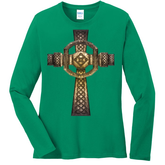 Celtic Irish Cross Ladies Long Sleeve Shirt