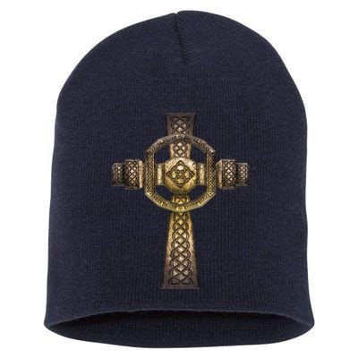 Celtic Irish Cross Short Acrylic Beanie