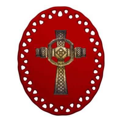 Celtic Irish Cross Ceramic Oval Ornament