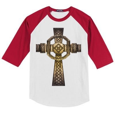 Celtic Irish Cross Kids Colorblock Raglan Jersey