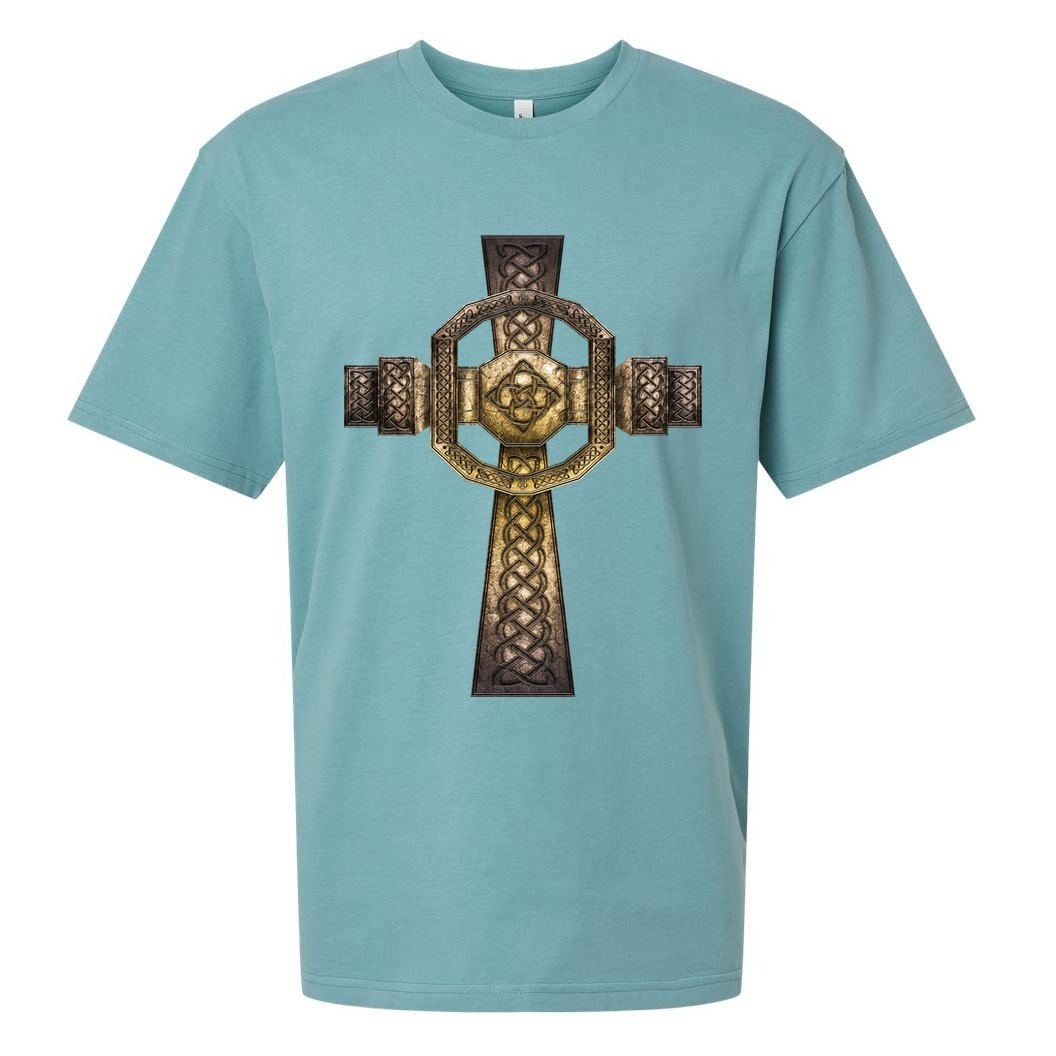 Celtic Irish Cross Sueded Cloud Jersey T-Shirt