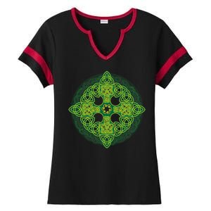 Celtic Knot Cross St. Patrick's Day Ladies Halftime Notch Neck Tee