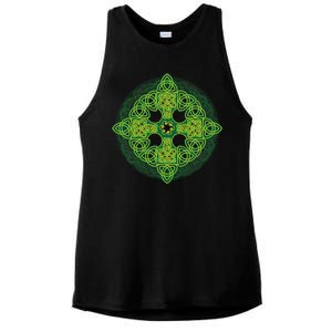 Celtic Knot Cross St. Patrick's Day Ladies PosiCharge Tri-Blend Wicking Tank