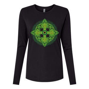 Celtic Knot Cross St. Patrick's Day Womens Cotton Relaxed Long Sleeve T-Shirt