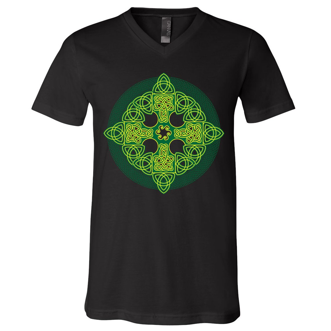 Celtic Knot Cross St. Patrick's Day V-Neck T-Shirt