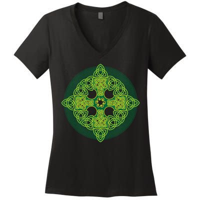 Celtic Knot Cross St. Patrick's Day Women's V-Neck T-Shirt