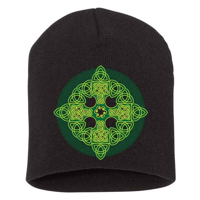 Celtic Knot Cross St. Patrick's Day Short Acrylic Beanie