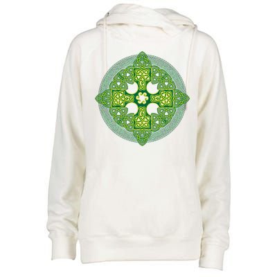 Celtic Knot Cross St. Patrick's Day Womens Funnel Neck Pullover Hood