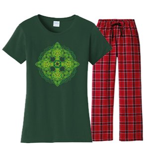 Celtic Knot Cross St. Patrick's Day Women's Flannel Pajama Set