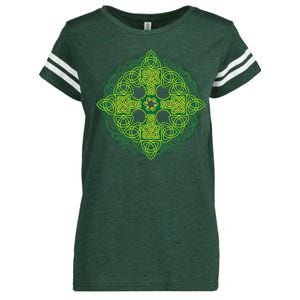 Celtic Knot Cross St. Patrick's Day Enza Ladies Jersey Football T-Shirt