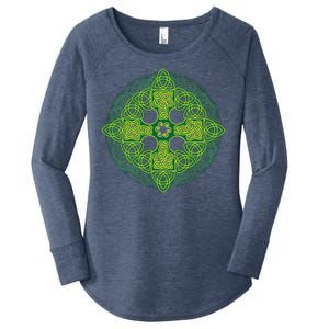 Celtic Knot Cross St. Patrick's Day Women's Perfect Tri Tunic Long Sleeve Shirt