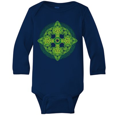 Celtic Knot Cross St. Patrick's Day Baby Long Sleeve Bodysuit