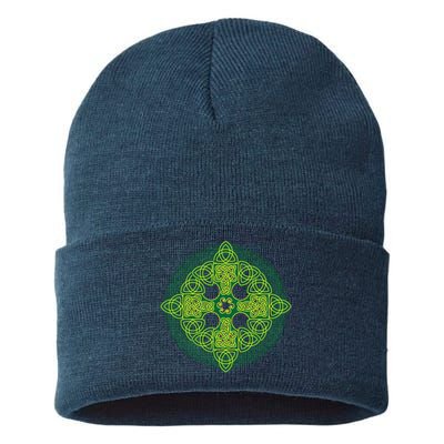 Celtic Knot Cross St. Patrick's Day Sustainable Knit Beanie