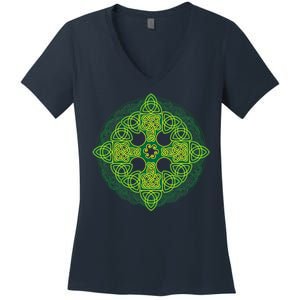 Celtic Knot Cross St. Patrick's Day Women's V-Neck T-Shirt