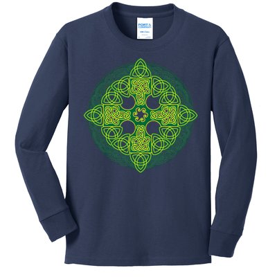 Celtic Knot Cross St. Patrick's Day Kids Long Sleeve Shirt