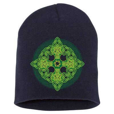 Celtic Knot Cross St. Patrick's Day Short Acrylic Beanie