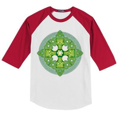 Celtic Knot Cross St. Patrick's Day Kids Colorblock Raglan Jersey