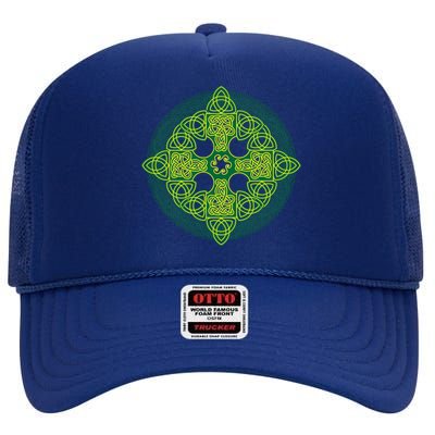 Celtic Knot Cross St. Patrick's Day High Crown Mesh Back Trucker Hat