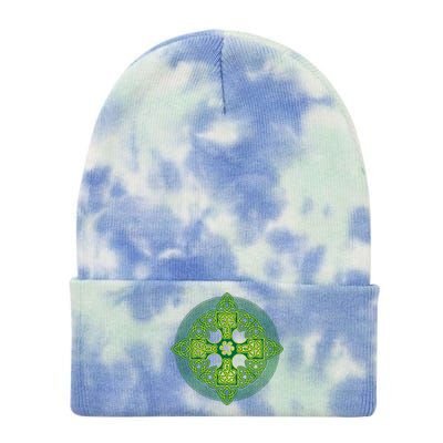 Celtic Knot Cross St. Patrick's Day Tie Dye 12in Knit Beanie