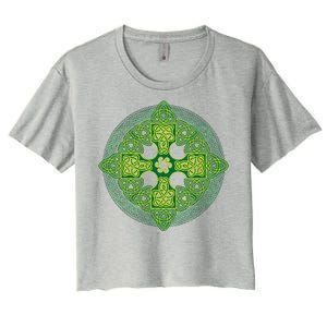 Celtic Knot Cross St. Patrick's Day Women's Crop Top Tee