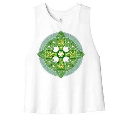 Celtic Knot Cross St. Patrick's Day Women's Racerback Cropped Tank