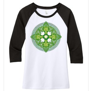 Celtic Knot Cross St. Patrick's Day Women's Tri-Blend 3/4-Sleeve Raglan Shirt