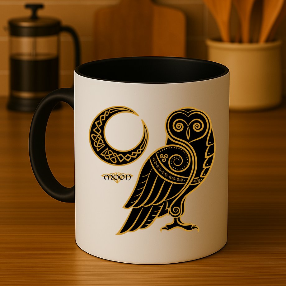 Celtic Knot Moon Owl Mug