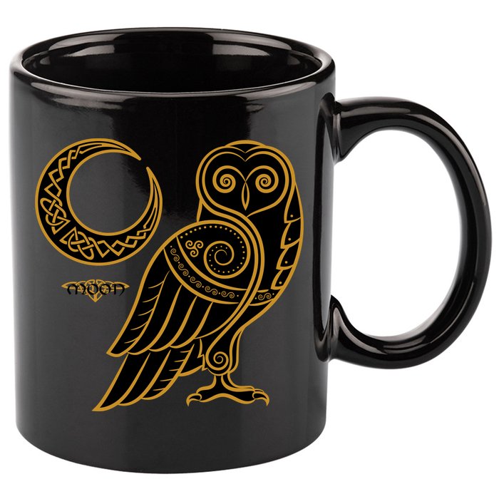 Celtic Knot Moon Owl 11oz C Handle Ceramic Mug
