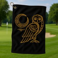 Celtic Knot Moon Owl Golf Towel