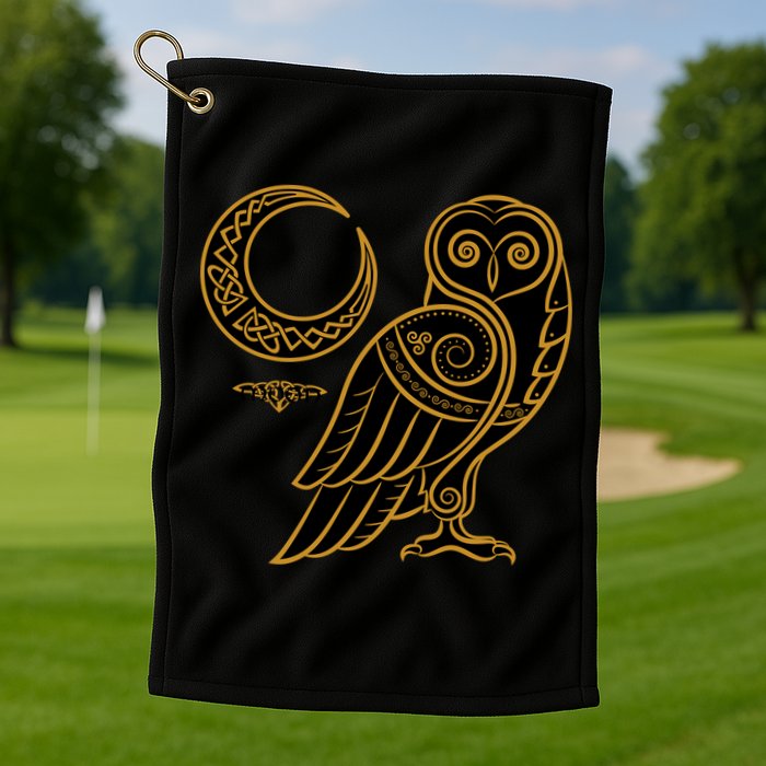 Celtic Knot Moon Owl Golf Towel