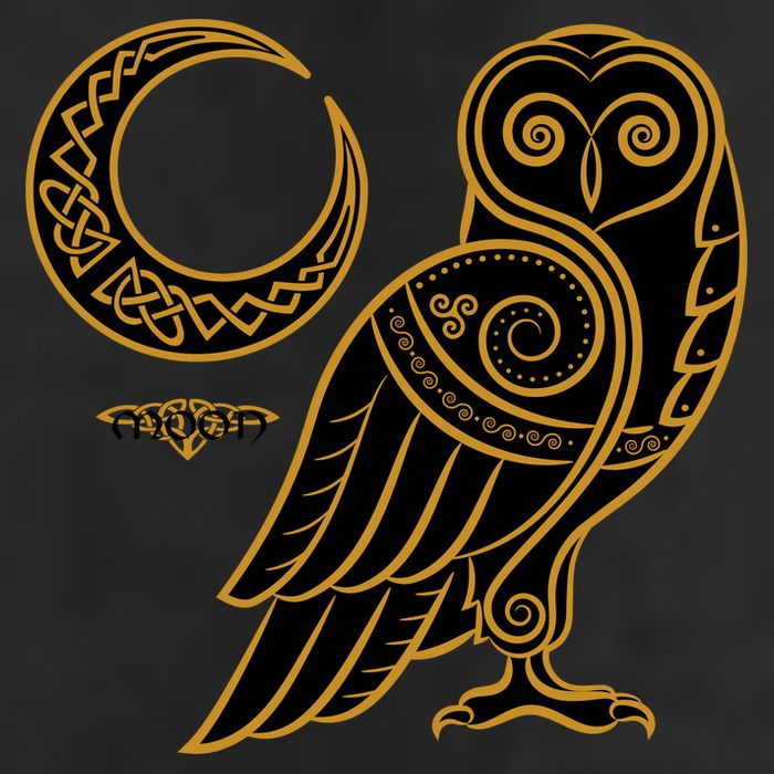 Celtic Knot Moon Owl Golf Towel