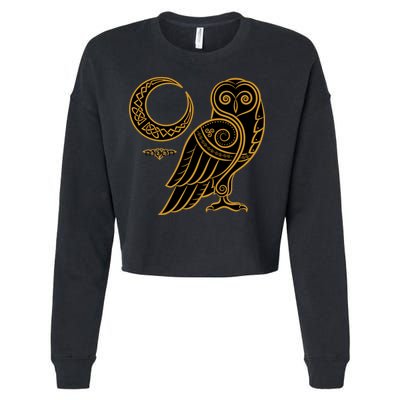 Celtic Knot Moon Owl Cropped Pullover Crew