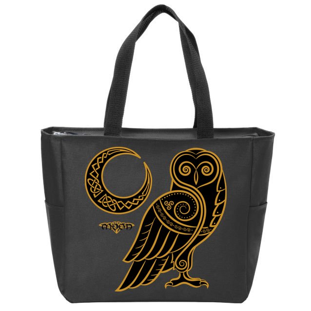 Celtic Knot Moon Owl Zip Tote Bag