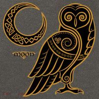Celtic Knot Moon Owl Cotton Canvas Backpack