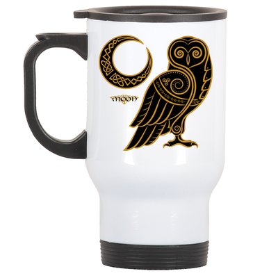 Celtic Knot Moon Owl Stainless Steel Travel Mug