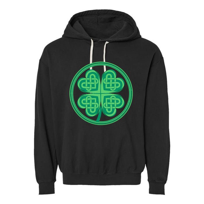 Celtic Pattern Shamrock Clover St Patrick's Day Garment-Dyed Fleece Hoodie