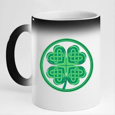 Celtic Pattern Shamrock Clover St Patrick's Day 11oz Black Color Changing Mug