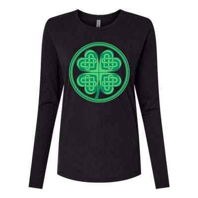 Celtic Pattern Shamrock Clover St Patrick's Day Womens Cotton Relaxed Long Sleeve T-Shirt