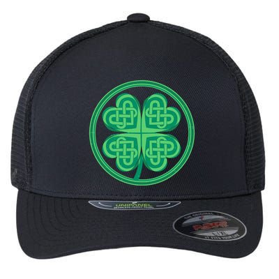 Celtic Pattern Shamrock Clover St Patrick's Day Flexfit Unipanel Trucker Cap