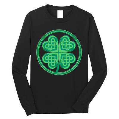 Celtic Pattern Shamrock Clover St Patrick's Day Long Sleeve Shirt