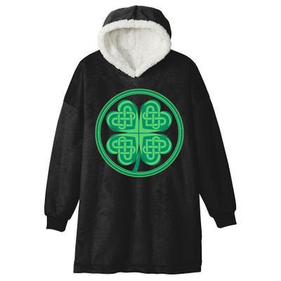 Celtic Pattern Shamrock Clover St Patrick's Day Hooded Wearable Blanket