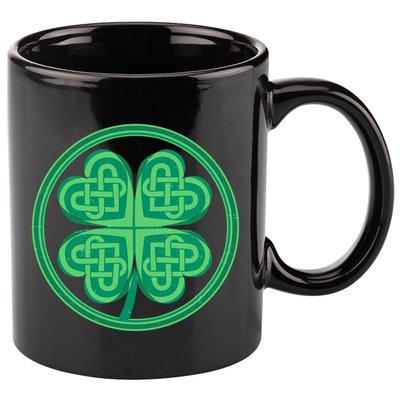 Celtic Pattern Shamrock Clover St Patrick's Day 11oz C Handle Ceramic Mug