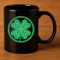 Celtic Pattern Shamrock Clover St Patrick's Day 11oz C Handle Ceramic Mug