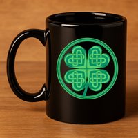 Celtic Pattern Shamrock Clover St Patrick's Day 11oz C Handle Ceramic Mug