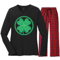 Celtic Pattern Shamrock Clover St Patrick's Day Women's Long Sleeve Flannel Pajama Set 