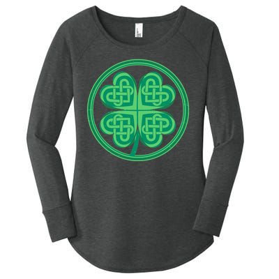 Celtic Pattern Shamrock Clover St Patrick's Day Women's Perfect Tri Tunic Long Sleeve Shirt