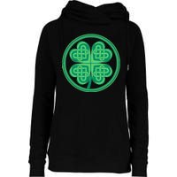 Celtic Pattern Shamrock Clover St Patrick's Day Womens Funnel Neck Pullover Hood