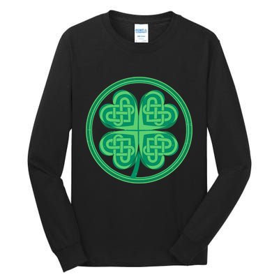 Celtic Pattern Shamrock Clover St Patrick's Day Tall Long Sleeve T-Shirt
